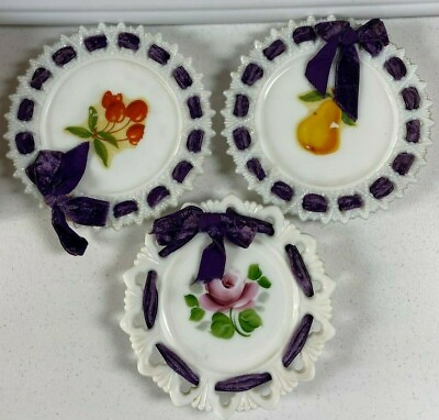 #ad Vintage Porcelain Plates fruit flower designs $8.95