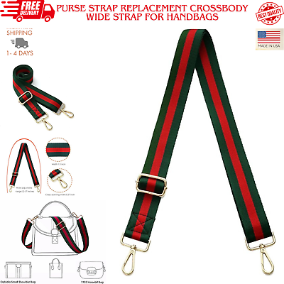 Crossbody Purse Wide Adjustable Strap Replacement for Handbags Red Green Stripe #ad $10.45
