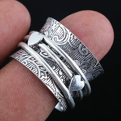 #ad Spinner Ring.925 Sterling Silver Jewelry Handmade Ring Size 7.5 $17.26
