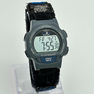 #ad Men#x27;s TIMEX Ironman Triathlon Classic 10 Lap Digital LCD Sport Watch Blue Gray $21.59