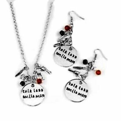Hamilton Broadway Musical Talk Less Smile More Pendant Necklace and Earring Set $12.99