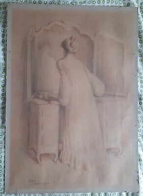 #ad #ad Alfredo Muller 1869 1939 Original Preparatory Sketch 1904 La Coquette Art GBP 525.00