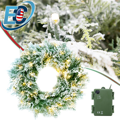 #ad 24quot; Pre lit Artificial Christmas Wreath with LED Light for Front Door Home Decor $37.99