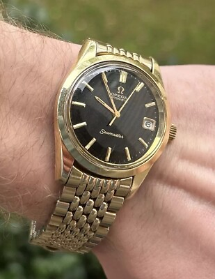 VINTAGE OMEGA SEAMASTER AUTOMATIC MENS GOLD DATE WATCH FROM 66 GOLD PLATED amp; SS $1000.99