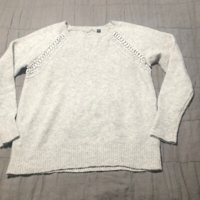 #ad New knitted amp; knotted Anthropologie gray sweater m $55.00