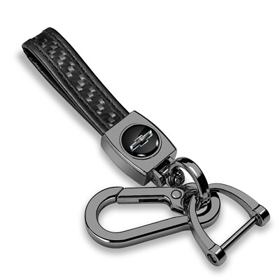 #ad Chevrolet Black Logo Black Carbon Fiber Strap Gunmetal Hook Key Chain $26.95