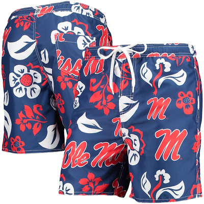 #ad Ole Miss Rebels Swim Trunks Mens XL Blue Wes amp; Willy Floral Volley Logo Shorts $32.77