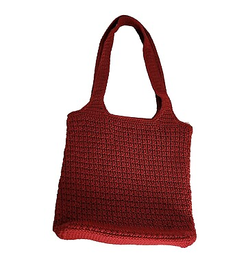 #ad #ad The Sak Bright Red Shoulder Bag Purse Crochet Double Handled Tote Handbag EUC $21.25