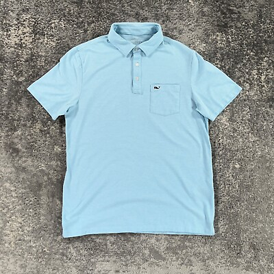 #ad Vineyard Vines Polo Shirt Mens Small S Blue Edgartown Stretch Performance Golf $15.98