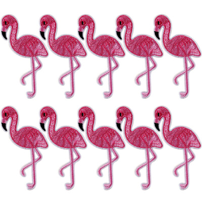 #ad 10PCS Flamingo Patch Embroidered Sew Iron On Bag Fabric Applique DIY Cra gu C $3.28