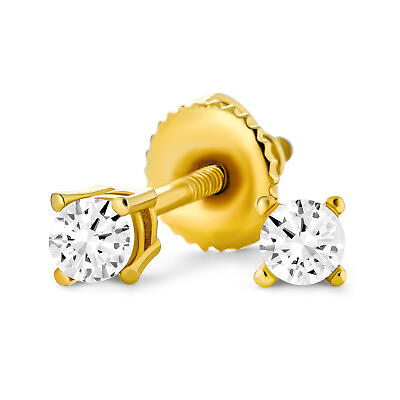 #ad Minimalist Tiny .25CT CZ Stud Earrings 14K Gold Sterling Screwback $9.99