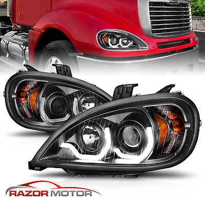 #ad 2005 2020 For Black Projector LED Bar Style Headlight Pair Freightliner Columbia $338.73
