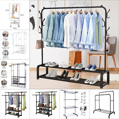 #ad Heavy Duty Metal Rolling Clothes Garment Rack Clothing Stand Closet Organizer US $23.50