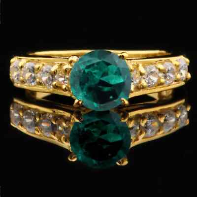 #ad 14KT Gold 1.50 Carat 100% Natural Zambian Emerald amp; IGI Certified Diamond Ring $411.00