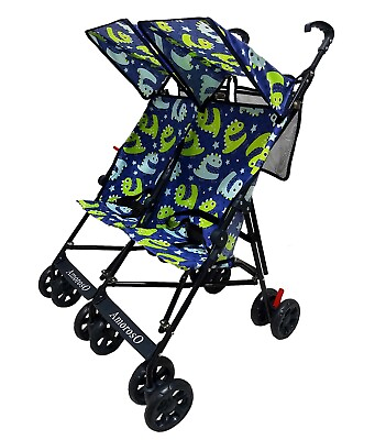 #ad Baby Infant Umbrella Light Weight Travel Foldable Double Stroller Blue $74.99