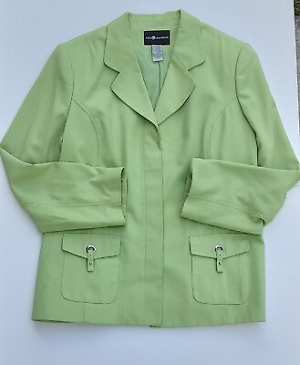 #ad Sag Harbor Blazer Lined Lime Green Size 16 Silver Accents $19.99