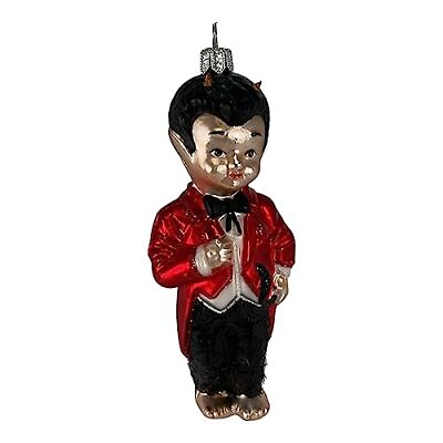 #ad Young Krampus in Red Tuxedo Polish Glass Christmas Tree Ornament Made in Poland $34.98