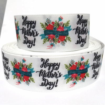 #ad GROSGRAIN RIBBON 5 8quot; 7 8quot; 1.5quot; 3quot; Happy Mother#x27;s Day Flowers Printed $1.09