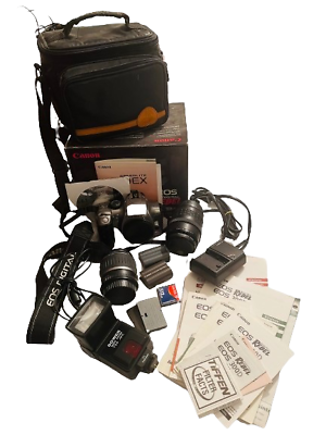 Canon EOS Rebel Digital Camera Bundle DS6041 Lenses Battery Charger Bag $187.00
