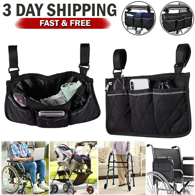 #ad 2PCS Wheelchair Side Storage Bag Organizer Holder Chair Armrest Pocket Pouch US $10.99