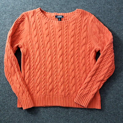 lands end sweater womens large cable knit drifter orange $14.99