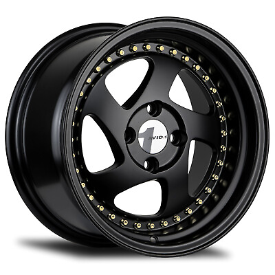 #ad #ad 15x8 Avid 1 AV19 4x100 25 Matte Black Gold Rivets Wheels Set of 4 $589.00