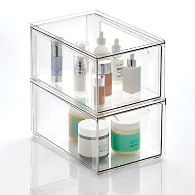 mDesign Plastic Stackable Bathroom Storage Organizer Bin with Pull Out Drawer $64.69