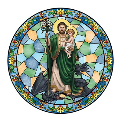 St. Joseph Terror of Demons Stained Glass Static Decal Vinyl SIZE: 5 3 4quot; Dia $14.99