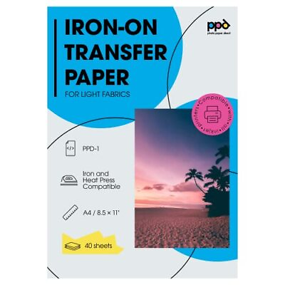#ad 50 Sheets Inkjet Premium Iron On Light T Shirt Transfers Paper LTR 8.5x11” $42.24