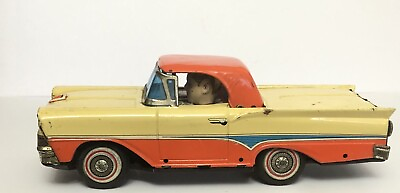 #ad Vintage TN Nomura Tin Litho Friction Powered 1958 Ford Skyliner Retractable $120.00