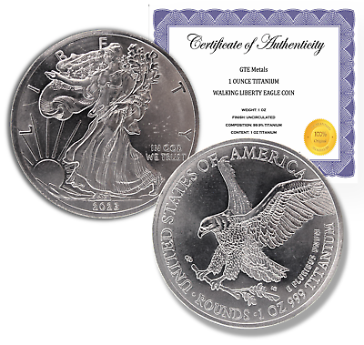 #ad 2023 American Eagle Liberty Walking Coin TROY OUNCE OZ .999 Pure TITANIUM Round $12.45