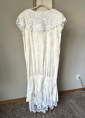 #ad Vintage Jessica McClintock Silk Lace Ivory Dress Size 14 $38.00