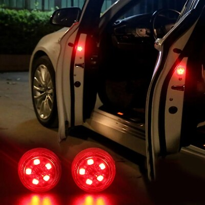 #ad 2Pcs Wireless Car Door LED Opening Door Safety Anti collid Light Opened Lamp Red $6.99