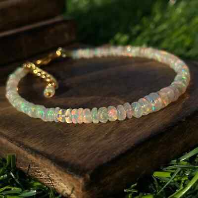 #ad #ad Natural Fire Opal Handmade Tiny Beads Dainty Minimalist Healing Reiki Bracelet $12.34
