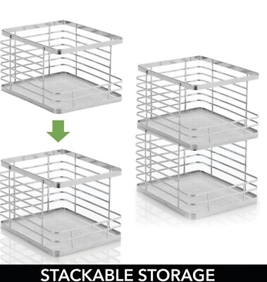 mDesign Stackable Food Organizer Storage Basket Open Front 4 Pack Chrome $30.00