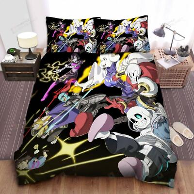 #ad Undertale Characters Jumping Into The Battle Artwork Quilt Duvet Cover Set $56.99