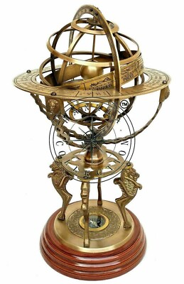 Brass Sphere Engraved Antique Armillary 18quot; Nautical Finish Astrolabe Compass $220.49