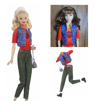 #ad 11.5quot; Doll Red Autumn Fashion Top Vest Trousers Bag 1 6 Scale Clothes Accessorie $6.39
