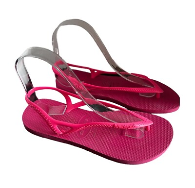 #ad Havaianas Women#x27;s Sz 8 Hot Neon Pink Sandals $19.00
