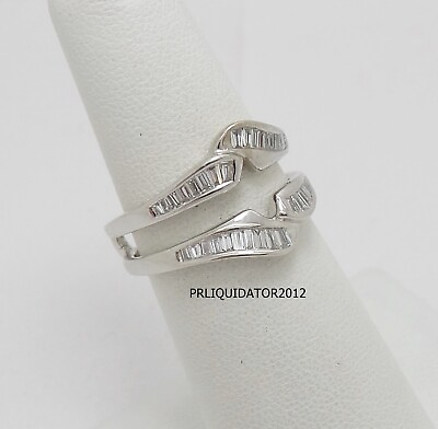 #ad 3 4CT Diamond Solitaire Enhancer Guard Wrap Insert Ring Band 14K White Gold $799.99