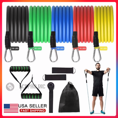11 PCS Resistance Band Set Yoga Abs Exercise Fitness Tube Gym Home Workout Bands $13.81