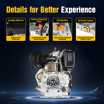 #ad #ad 10hp Diesel Engine Single cylinder 4 stroke Air cooled Horizontal Motor Engine $449.10