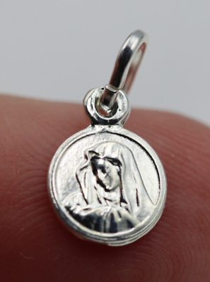 #ad Genuine Sterling Silver Small Round Madonna Pendant or Charm 8mm *Free post AU $23.24