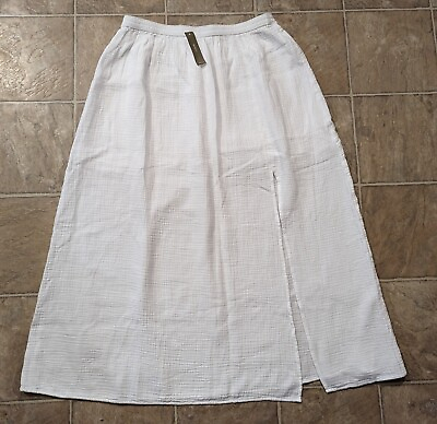 NWT J.Crew Women#x27;s White SZ M Side Slit Soft Gauze Maxi Skirt Style #BG548 B5 $34.00