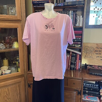 #ad womens John Deere size 2XL bling tshirt pale pink $18.00