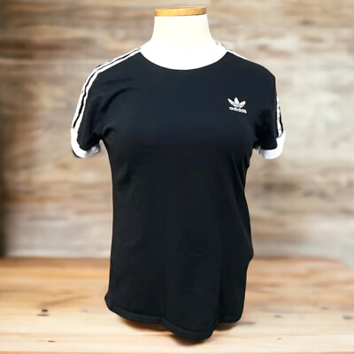 Adidas Originals 3 Stripes Embroidered Trefoil Black M T shirt CW1202 $15.99
