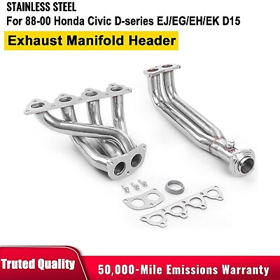 #ad Stainless ExhaustManifoldHeader For 88 00 Honda Civic D series EJ EG EH EK D16 $128.70