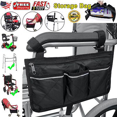 #ad Outdoor Wheelchair Side Pouch Storage Bag Armrest Pocket Organizer Holder Pocket $9.12