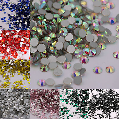 #ad Glitter Crystal AB Flatback Clear Non Hot Fix Nail Art Rhinestones Decorations $4.41