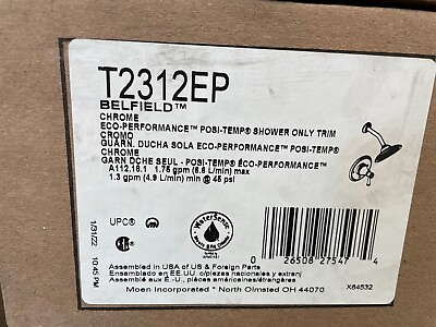 #ad Moen Belfield One Handle Shower Faucet Trim Kit Polished Chrome T2312EP $111.21